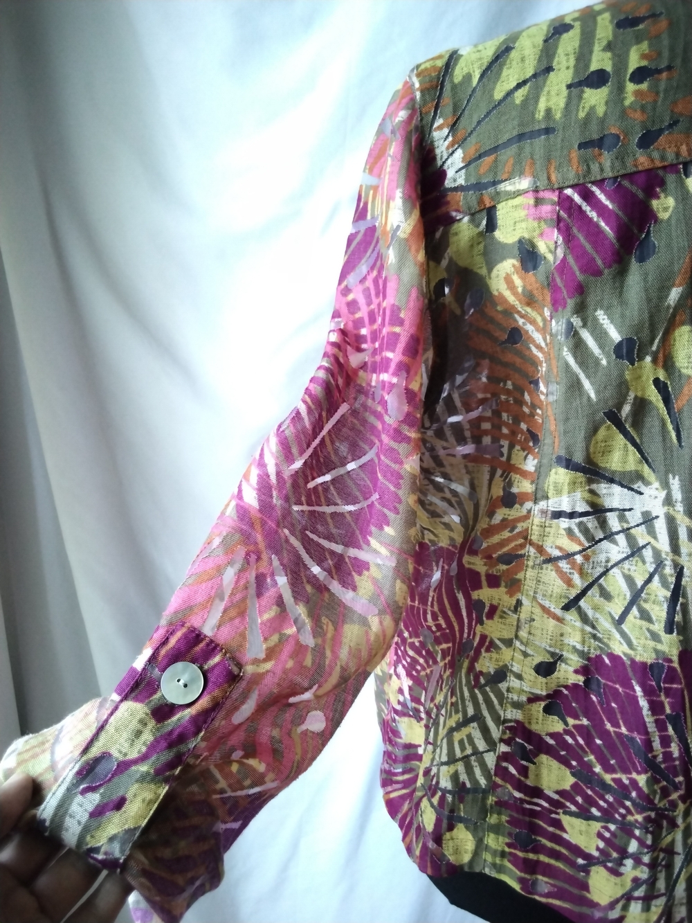Ruby Rd Button-Front Floral Print Top/Jacket - Purple Multi - Picture 4 of 6